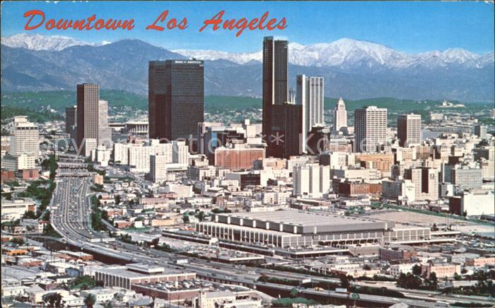 Los Angeles California Downtown Harbor Freeway Mountains