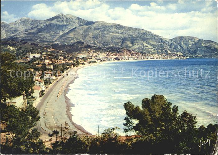 Menton Alpes Maritimes Vue generale Plage Montagnes Cote d Azur