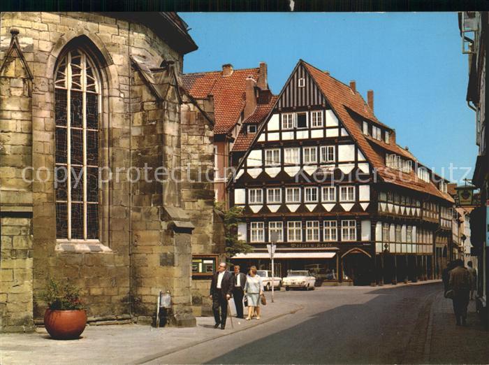 Hameln Weser Am Pferdemarkt mit Emmernstrasse Fachwerkhaus