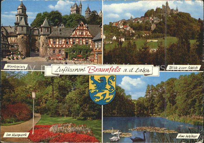 Braunfels Marktplatz Schloss Weiher Schwaene Kurpark Luftkurort Wappen