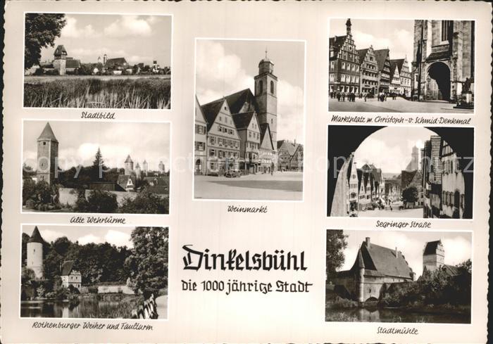 Dinkelsbuehl Alte Wehrtuerme Rothenburger Weiher Faulturm Weinmarkt Marktplatz D