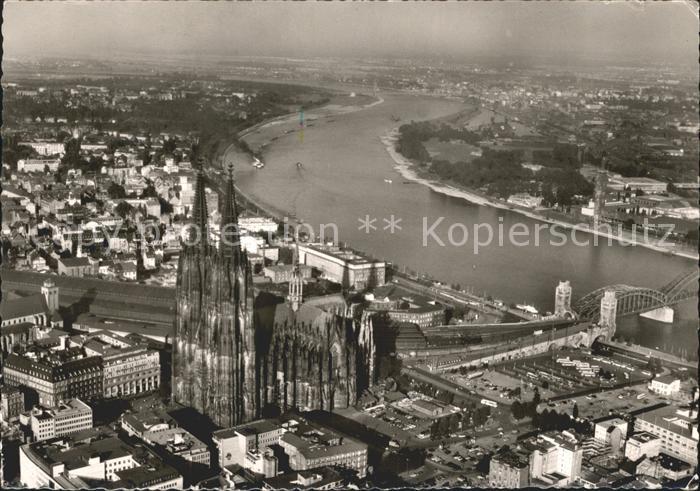 Koeln Rhein Koelner Dom Rheinbruecke Fliegeraufnahme