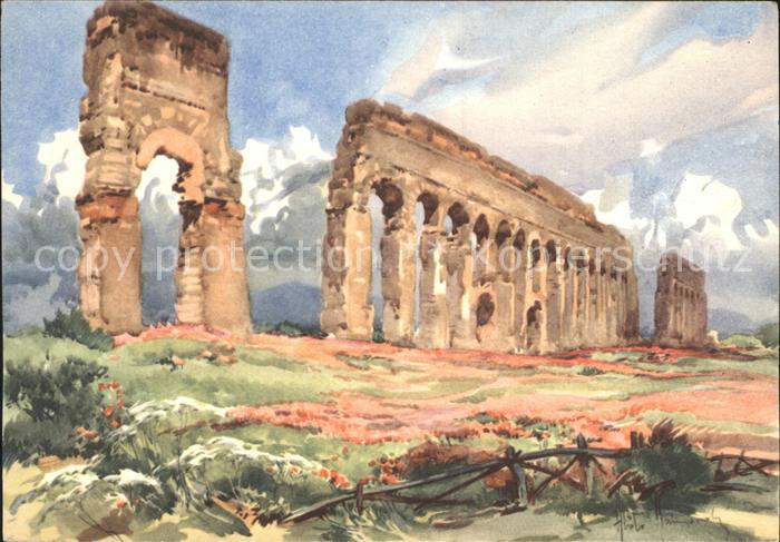 Roma Rom Zeichnung Wasserleitungsruinen