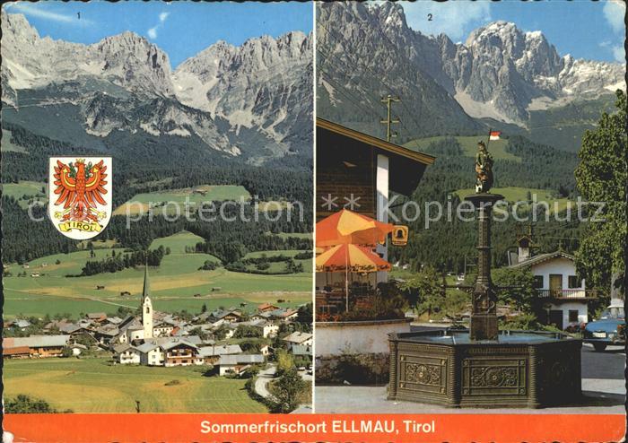 Ellmau Tirol Dorfbrunnen Panorama