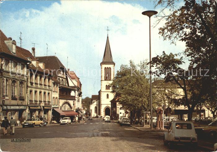 Munster Haut Rhin Elsass La Place du Marche et l'Eglise Catholique