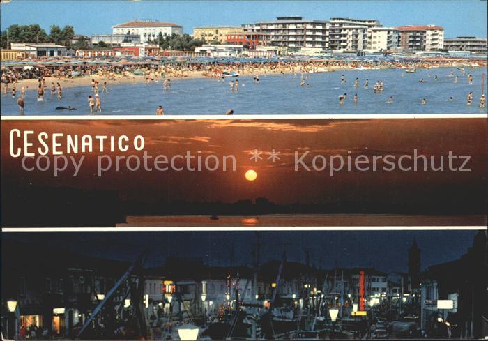 Cesenatico Strandpartie Abendstimmung Ortsblick bei Nacht
