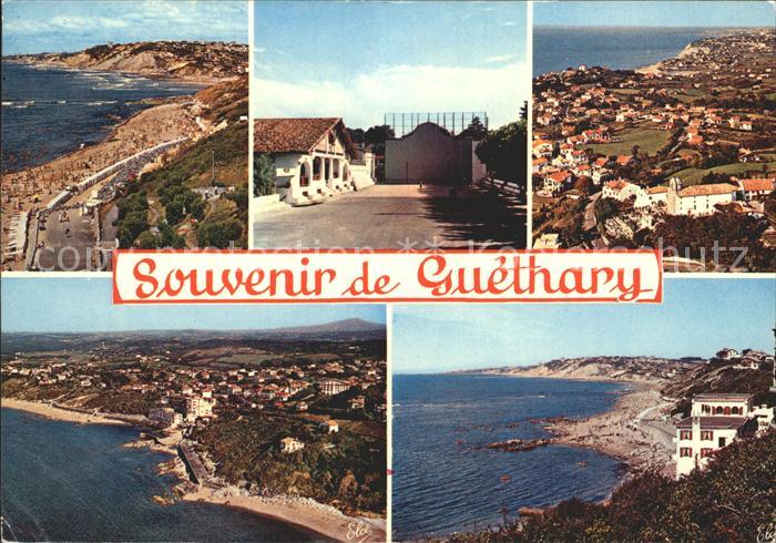 Guethary Vue generale aerienne La Plage  La Mairie et le Fronton