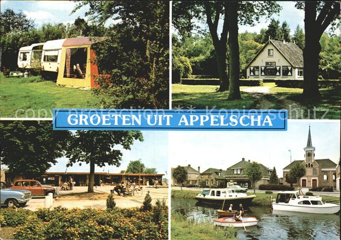 Appelscha Campingplatz Kanal Motorboote Kirche