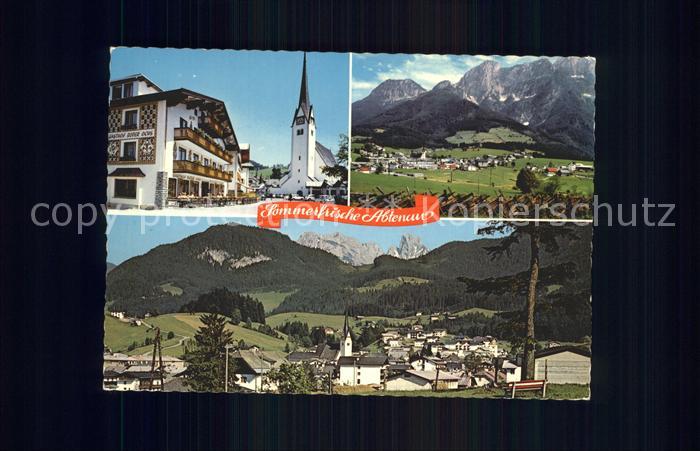 Abtenau Marktplatz Kirche Tagweide Panorama mit Bischofsmuetze