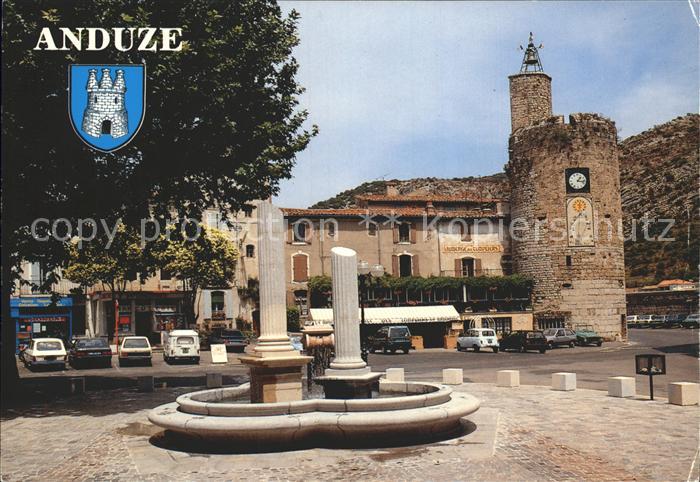 Anduze Markt Brunnen Tour de l Horloge