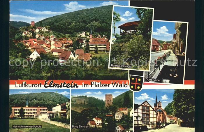 Elmstein Ortsblick Rhefels Pavillon Dorfbrunnen Heinrich Weintz Schule Burg Elms