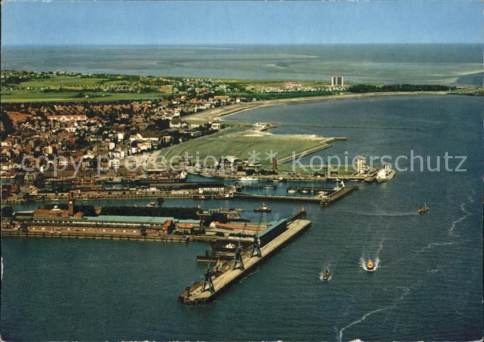Cuxhaven Nordseebad Fliegeraufnahme Hafen