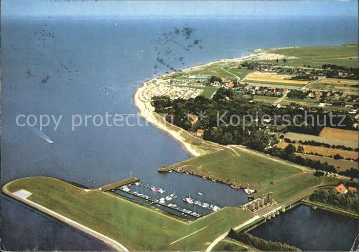 Dangast Nordseebad Fliegeraufnahme mit Strand und Hafen