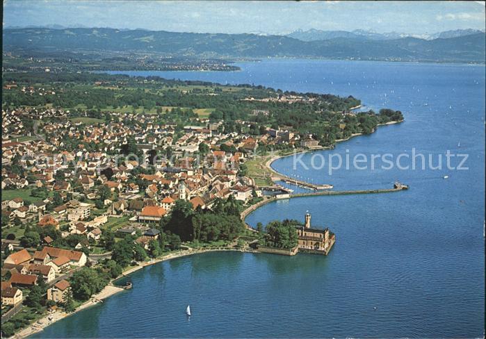 Langenargen Bodensee Fliegeraufnahme mit See und Vorarlberg