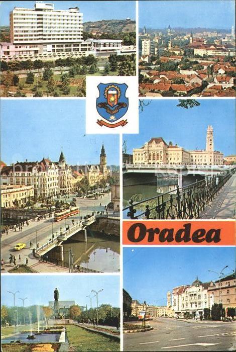 Oradea Denkmal Gebaeude Bruecke Strassenbahn