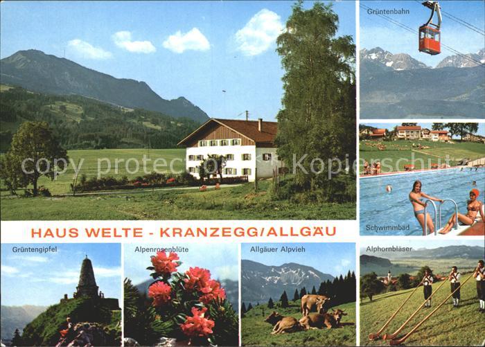 Kranzegg Haus Welte Gruentenbahn Schwimmbad Alphornblaeser Alpenrosenbluete