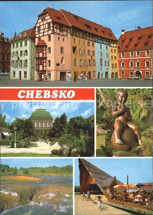 Cheb Eger Frantiskovy Lazne Namesti Miru a socha Frantiska Soos Jesenice Restaur