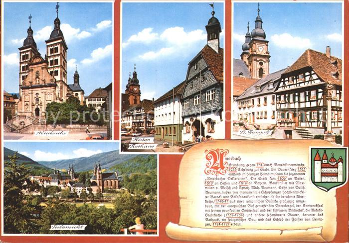 Amorbach Miltenberg Abteikirche Historisches Rathaus St Gangolf Kirche Wappen