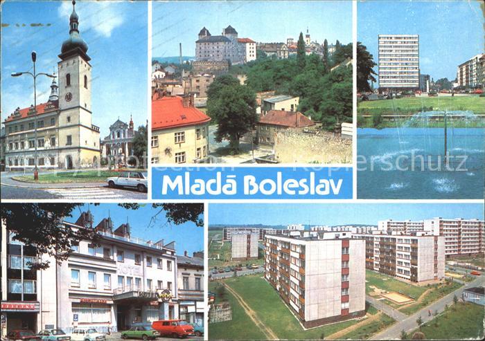 Mlada Boleslav Jungbunzlau Radnice Pohled na mesto Nova vystavba Hotel Venec