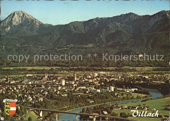Villach Kaernten Panorama Draufluss Mittagskogel Karawanken