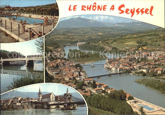Seyssel Haute-Savoie Vue aerienne Le Rhone Pont Piscine