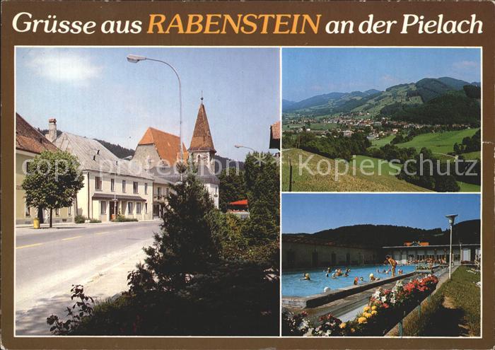 Rabenstein Oesterreich Ortspartie an der Kirche Panorama Schwimmbad