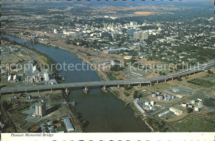 Sacramento California Pioneer Memorial Bridge aerial view