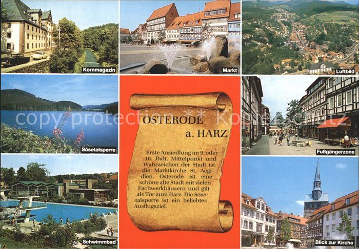 Osterode Harz Kornmagazin Markt Luftbild Fussgaengerzone Kirche Schwimmbad Soese