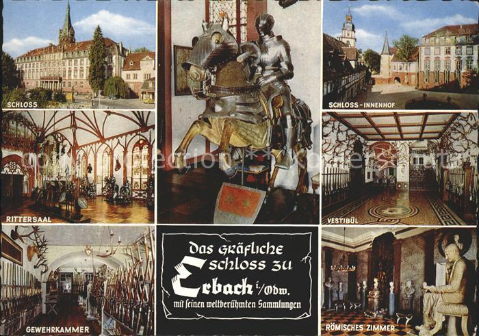 Erbach Odenwald Graefliches Schloss Rittersaal Ruestung Gewehrkammer Roemisches