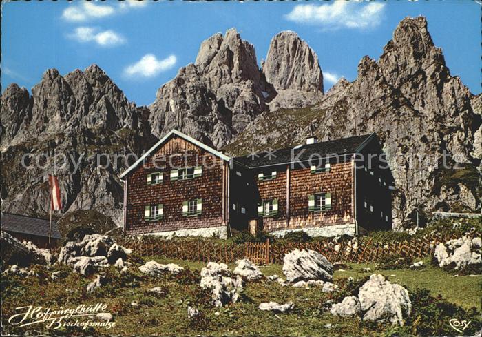Hofpuerglhuette mit Bischofsmuetze Dachsteingebirge