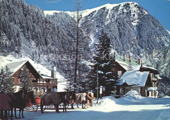 Badgastein Hoteldorf Gruener Baum im Koetschachtal Pferdeschlitten