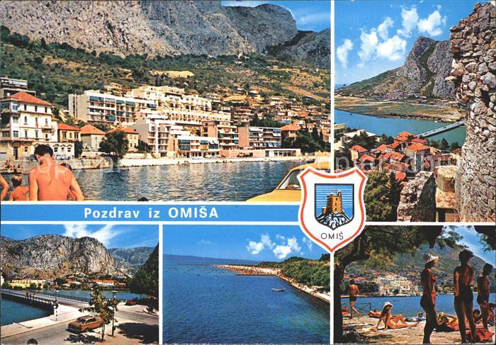 Omis Panorama Kueste Strand Gebirge