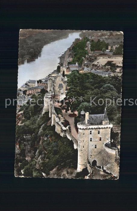 Chinon Indre et Loire Chateau tour de Horloge Fliegeraufnahme