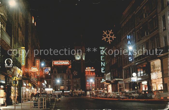 Lille Nord Rue Nationale la nuit