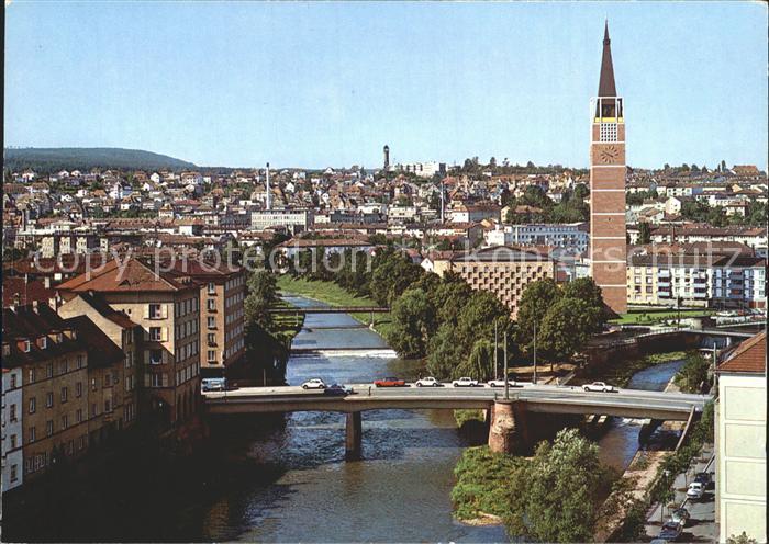 Pforzheim Goldstadt Auerbruecke Lindenplatz Enz und Nagold
