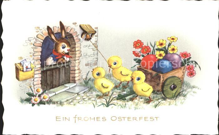 Vermenschlicht Hase Kueken Ostern Briefkasten Ostereier