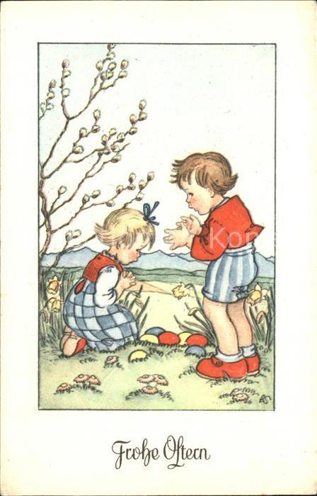 Ostern Easter Paques Kinder Ostereier Weidenkaetzchen