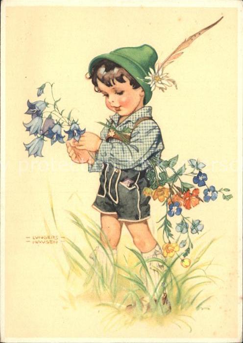 Lungers-Hausen Lungershausen Kuenstlerkarte Nr. 1006 Kind Blumen