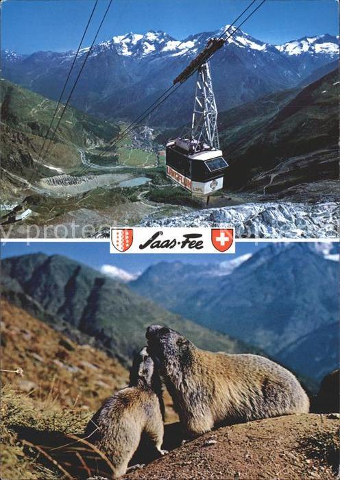 Seilbahn Laenghfluh Saas-Fee Murmeltiere Spielboden