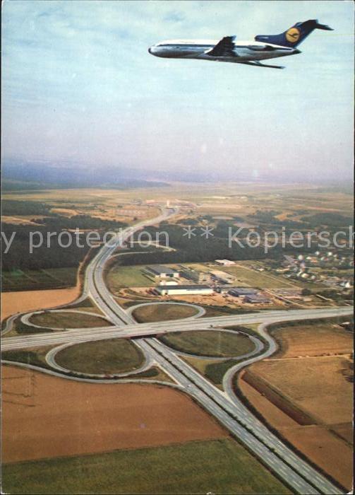 Lufthansa Flughafen Koeln/Bonn Autobahnkreuz Fliegeraufnahme