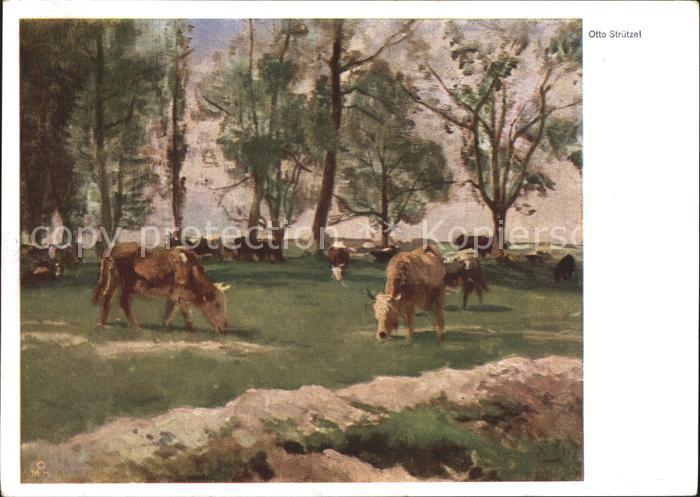 Kuenstlerkarte Otto Struetzel Kuhherde auf der Weide