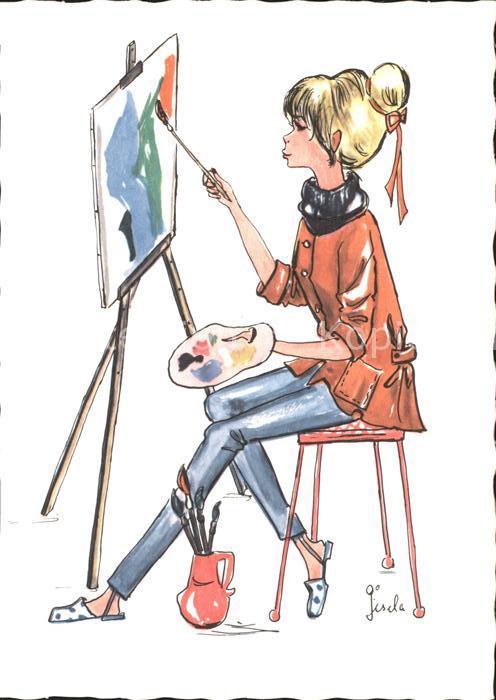 Kunst Malerei Staffelei Farbpalette Pinsel Kuenstler Gisela