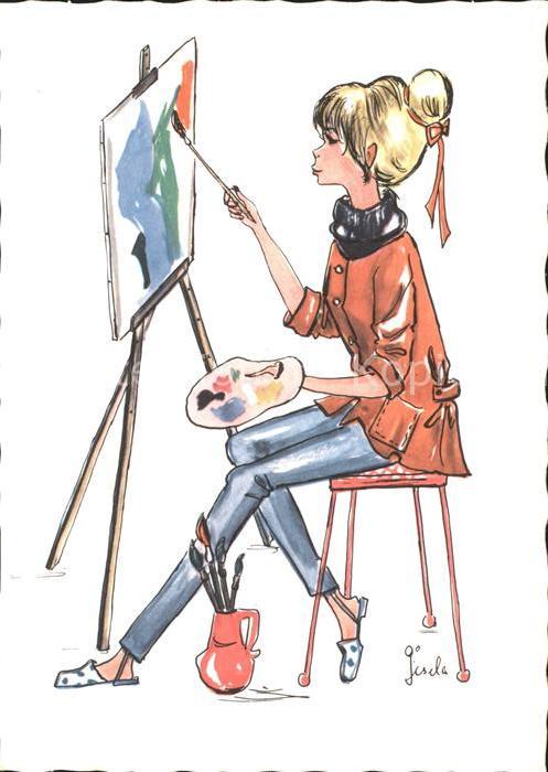 Kunst Malerei Staffelei Farbpalette Pinsel Kuenstler Gisela