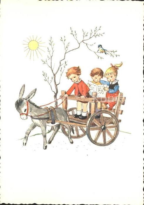 Esel Tiere Eselkarre Kinder Blaumeise