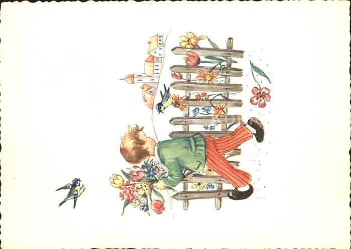 Kinder Child Enfants Blumen Blaumeisen