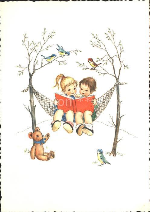 Teddy Teddybaer Teddy-bear Kinder Haengematte Buch Voegel