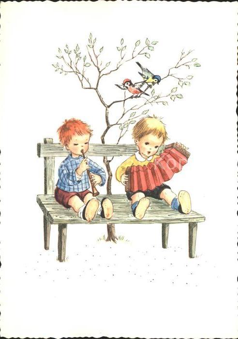 Kinder Child Enfants Klarinette Handharmonika Voegel