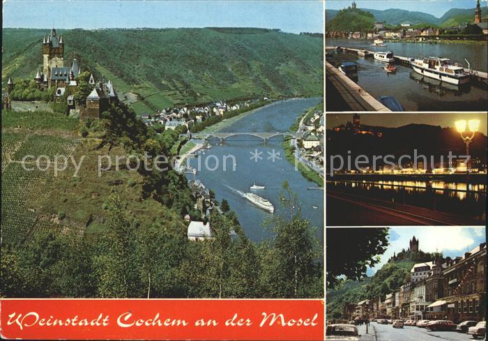 Cochem Mosel Schloss Strassenmotiv Hafen