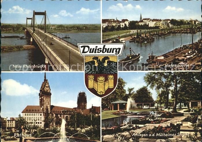 Duisburg Ruhr Neue Rheinbruecke Hafen Anlagen Muehlheimer Strasse Rathaus