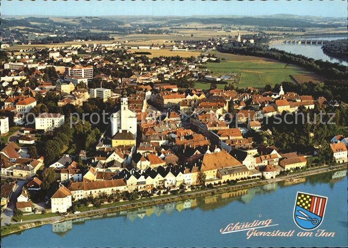 Schaerding Fliegeraufnahme mit St.Florian und Kraftwerk